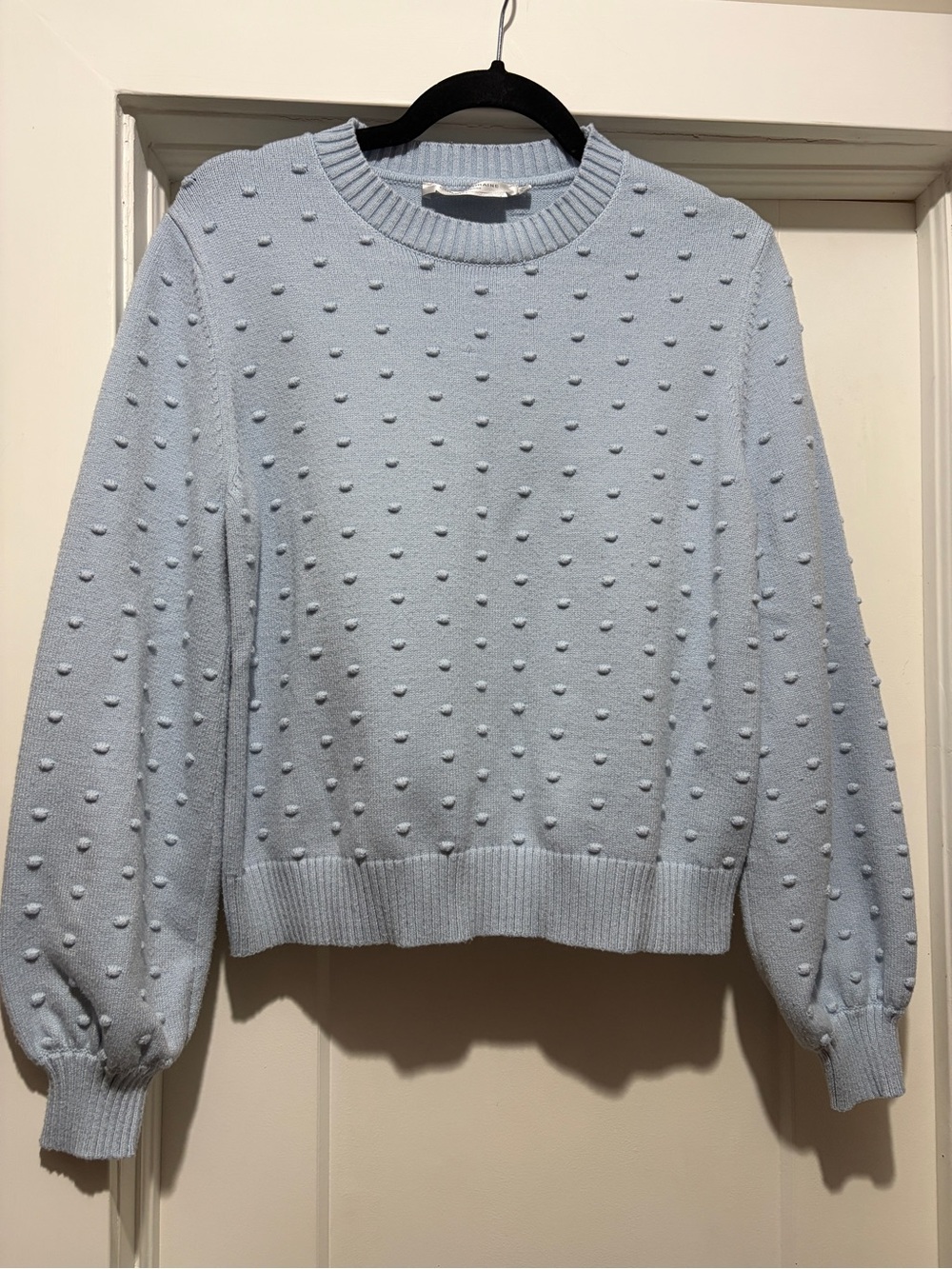 Simons Light Blue Pom-Pom Crewneck Sweater
